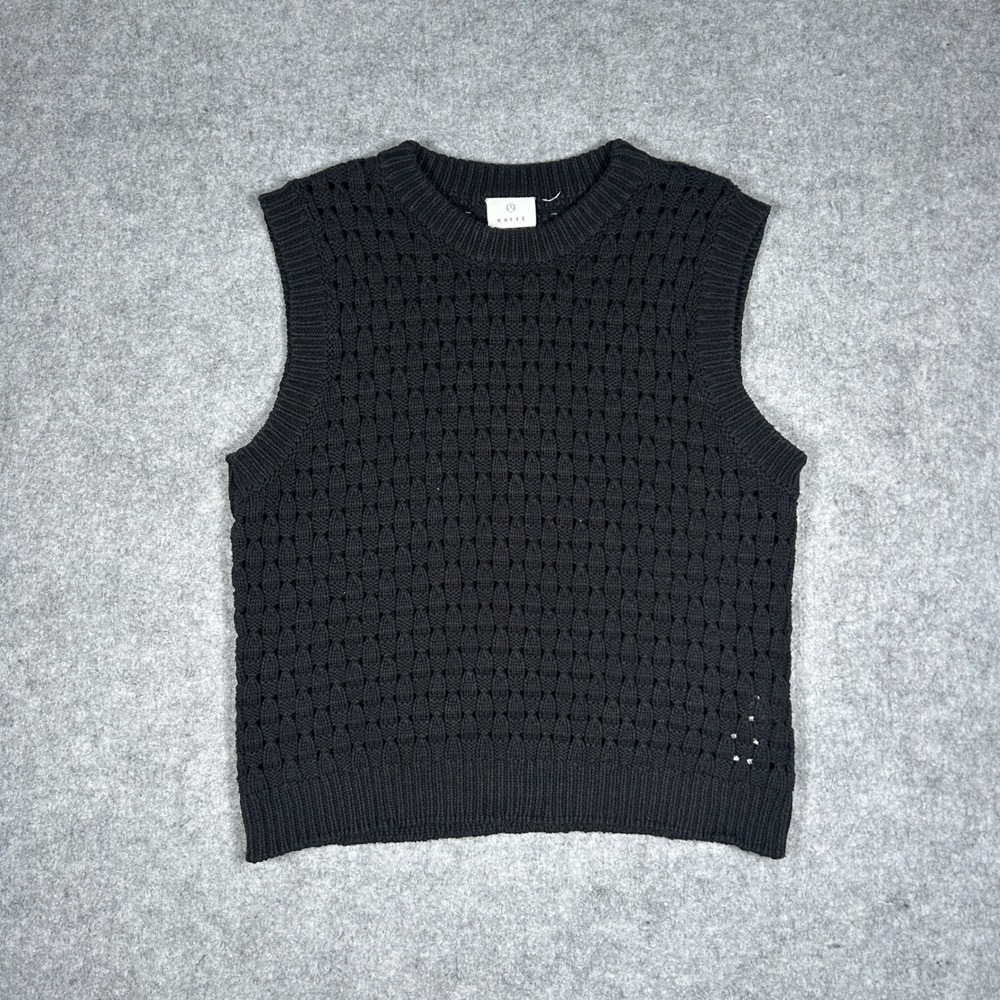 Kaffe Sweater Vest Women M/L Black Kasilja Knit Top Textured Sleeveless Pullover